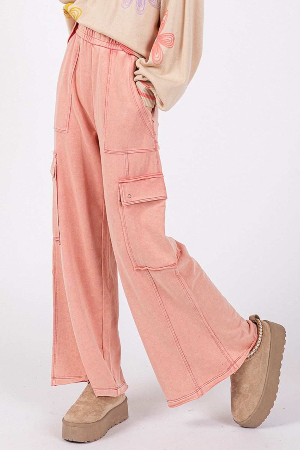 SAGE + FIG Knit Terry Mineral Wash Wide Leg Pants aa01f88a-7544-4f2e-a383-63a2a5fa8215-Max Trendsi