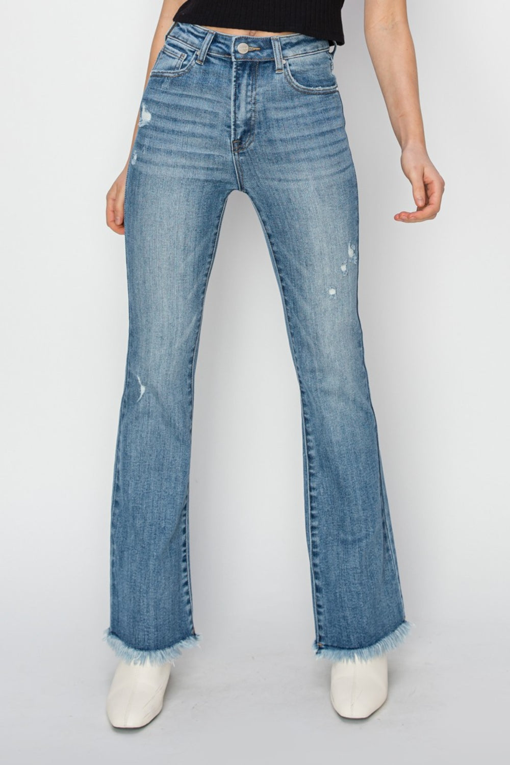 RISEN High Rise Frayed Hem Bootcut Jeans Medium aa6b3275-6e5c-4496-a44c-0307e721c2db-Max Trendsi