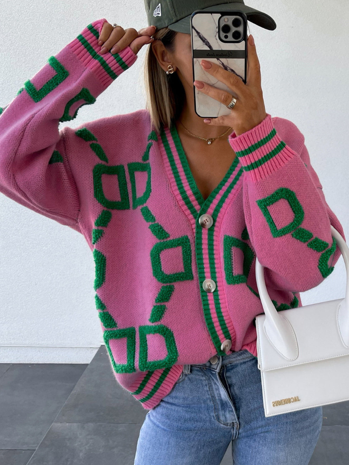 Geometric Dropped Shoulder Button Down Cardigan aa6f2b62a58a4c43a1c14e5aef6a5e82-Max Glownestbest