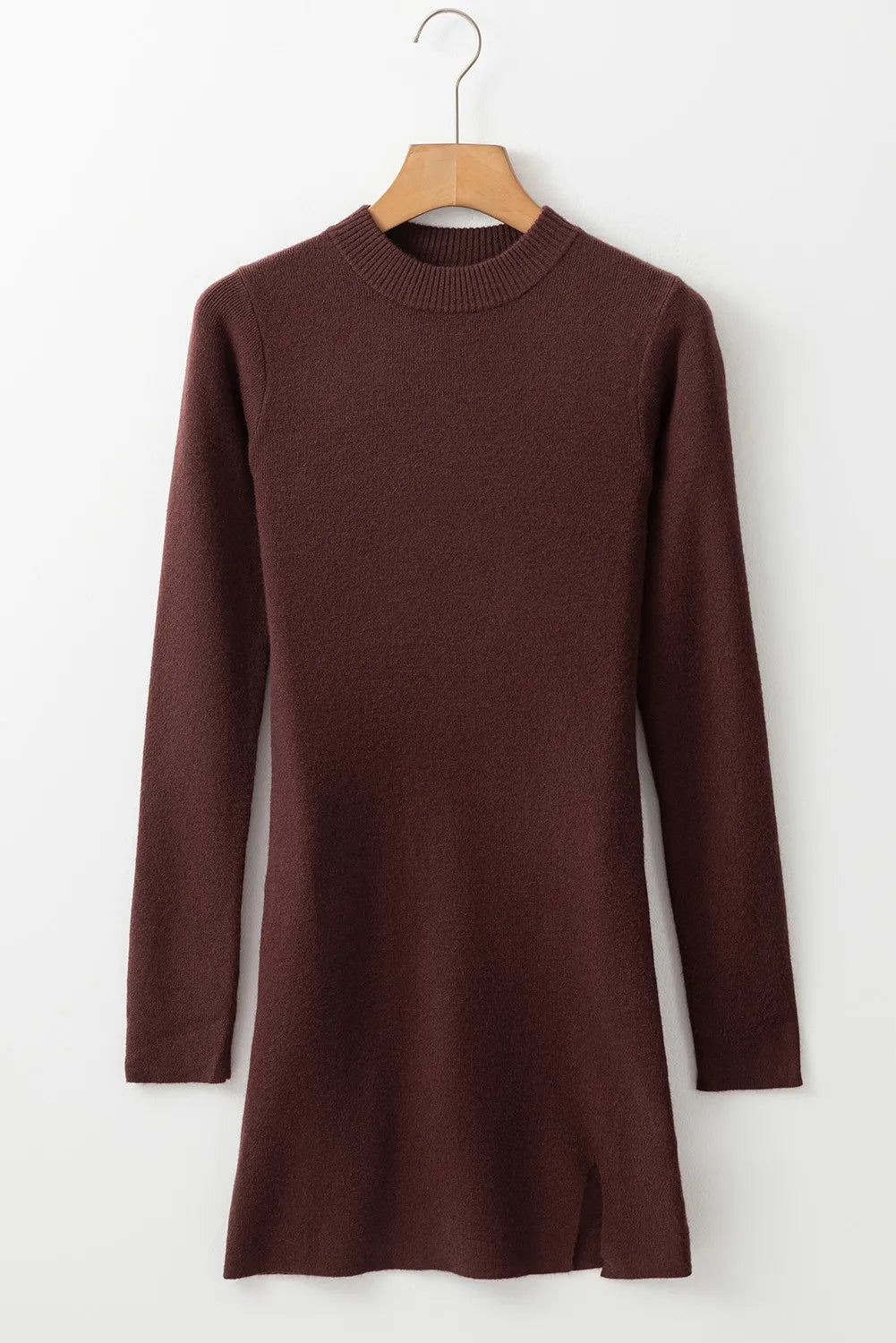 Slit Mock Neck Long Sleeve Wrap Sweater Dress aade20e0-9900-4622-8bda-d8dd6babaee0-Max Glownestbest