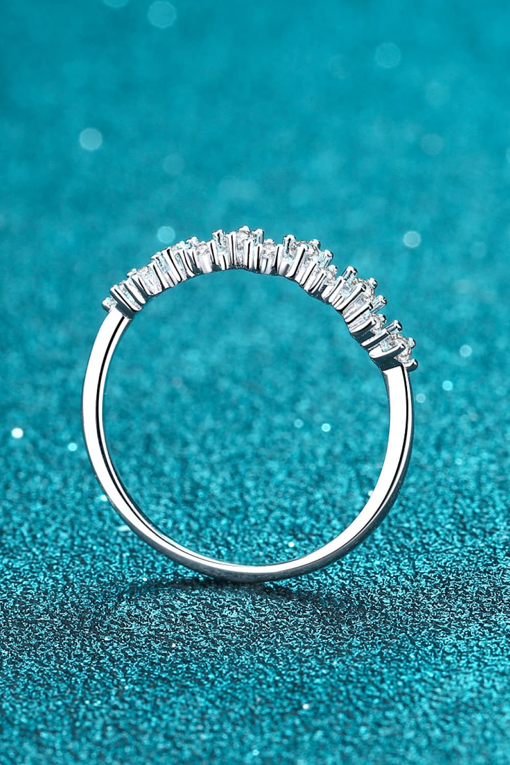Moissanite Rhodium-Plated Half-Eternity Ring aaeab1c5d183443a9c07c4a7bdb0a425-Max Trendsi