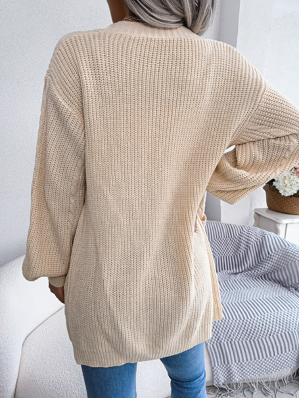 Cable-Knit Open Front Pocketed Cardigan ab3582c6cf4c4f7cbc27c8c6f133f5d0-Max Glownestbest