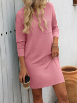 Mandy Striped Round Neck Long Sleeve Mini Dress Burnt Coral ab3ca616-ce5b-411a-801a-ef3db34806ff-Max Glownestbest