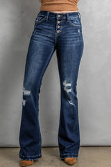 Button Fly Distressed Bootcut Jeans Dark ab74f97fa31a45eca9ccc50eed324a7a-Max Trendsi