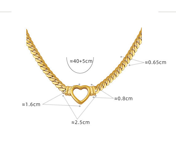 18K Gold Exquisite Hollow Heart Design Versatile Necklace abb78dcd-1266-45fd-bad5-689bcbfd1d7b Artshiney