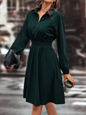 Smocked Johnny Collar Long Sleeve Dress abc84a40-8c3c-46ea-b2d5-7fdd1cff6276-Max Glownestbest