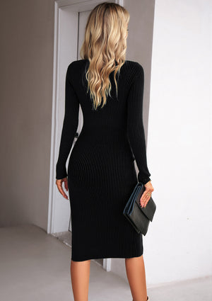 Devine Rib-Knit Slit Sweater Dress abd1b93478da40b1a550f2baa4b3360a-Max Glownestbest