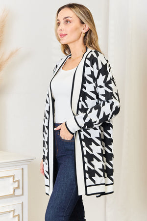Mandy Woven Right Houndstooth Open Front Longline Cardigan ac0448d4d3e84def9b86510f19f50ee3-Max Glownestbest