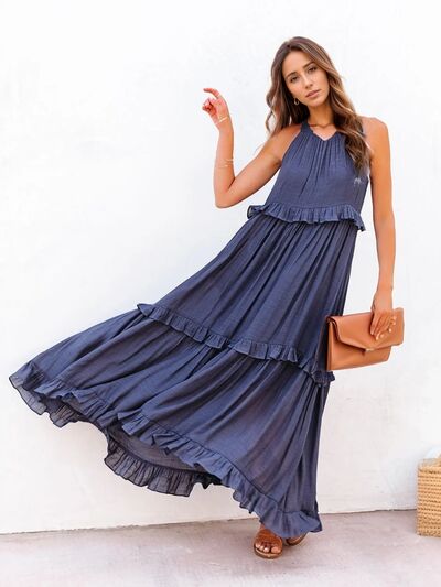 Ruffled Sleeveless Tiered Maxi Dress with Pockets ac3dd1ac-0829-4024-8e70-7fcea2fa7721-Min Glownestbest