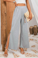 Slit Elastic Waist Pants Gray ad197422-697b-4208-bc7d-c1f52452be67-Max Trendsi
