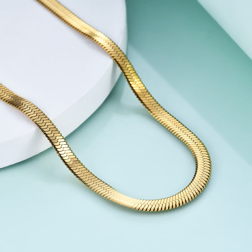 18K Gold Plated Pop Snake Bone Chain Necklace ad26a264-c5ca-40ca-abde-ef0e8c8bf5c2 Artshiney