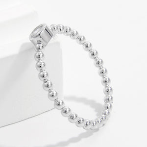 Zircon 925 Sterling Silver Bead Ring ad301fa0-9358-4552-b5b0-87bd0d58963f-Max Trendsi