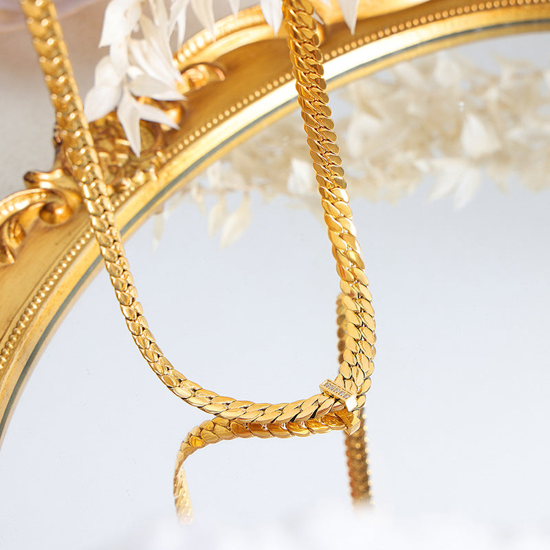 18K gold fashionable simple thick chain with zircon design hip-hop style necklace ad75aaf1-e2cd-429e-98b1-511b079d7539 Artshiney