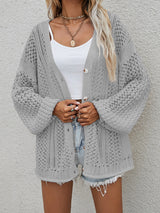 Glownestbest® | Openwork Button Front Cardigan Cloudy Blue adbc9abbd5374c17b1f4c152e2738196-Max Glownestbest