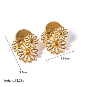 18K gold exquisite noble flower/daisy design light luxury style necklace bracelet ring earrings set Style G-Earring-17 ae33aa23-df55-4bab-bf35-43e5b476c7df Glownestbest