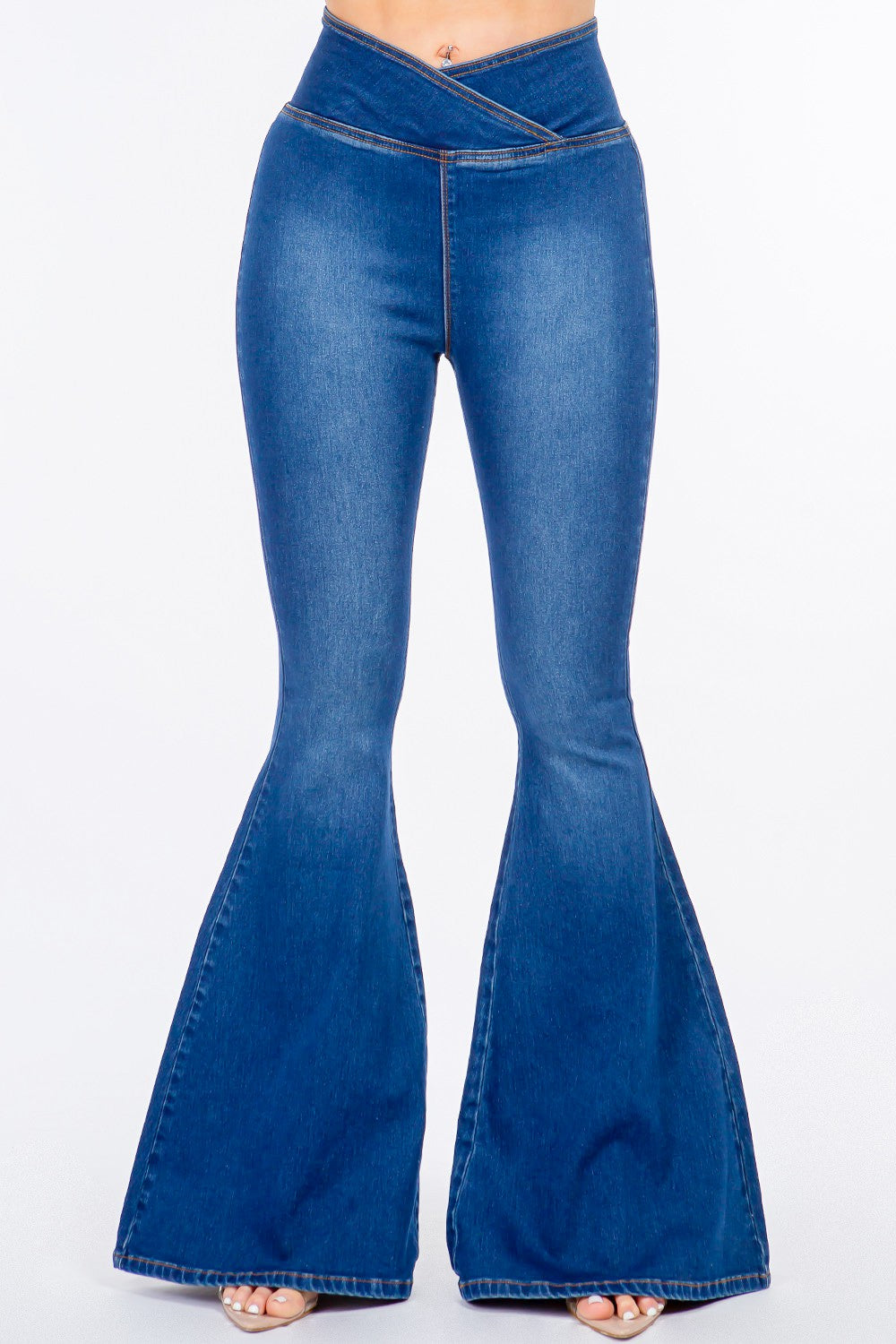 American Bazi High Waist Pull On Flare Jeans Blue ae35347d-d55d-4942-99e8-12752f9cddae-Max Trendsi