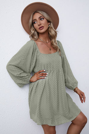 Textured Square Neck Mini Dress ae6fa61a8fbd4391b245eea7c27937fb-Max Glownestbest