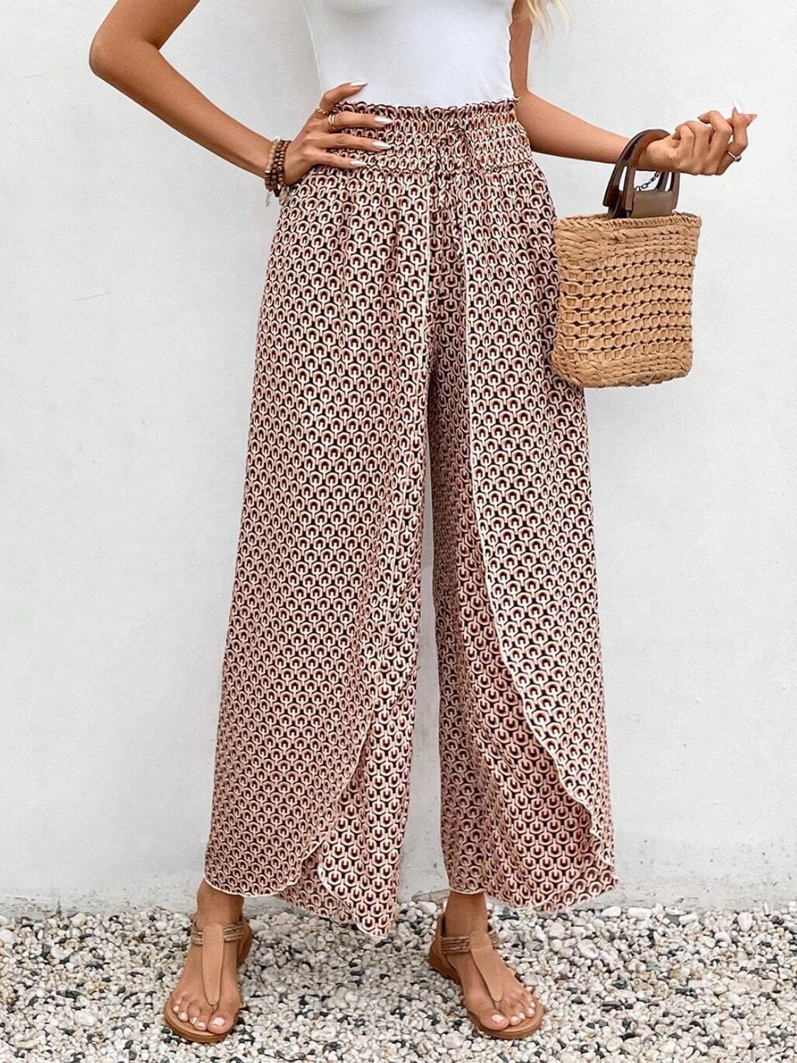 Tied Printed Wide Leg Pants aeaedf1b-109b-4608-b59a-3a9c1a603c87-Max Trendsi