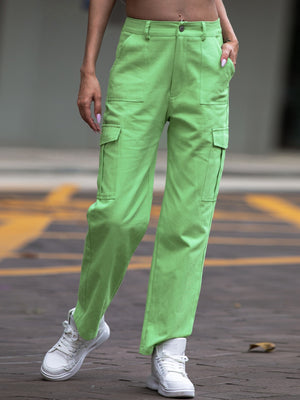 Shiny Straight Leg Cargo Pants aeee632feb01445e9ce22612df13b2c1-Max Trendsi
