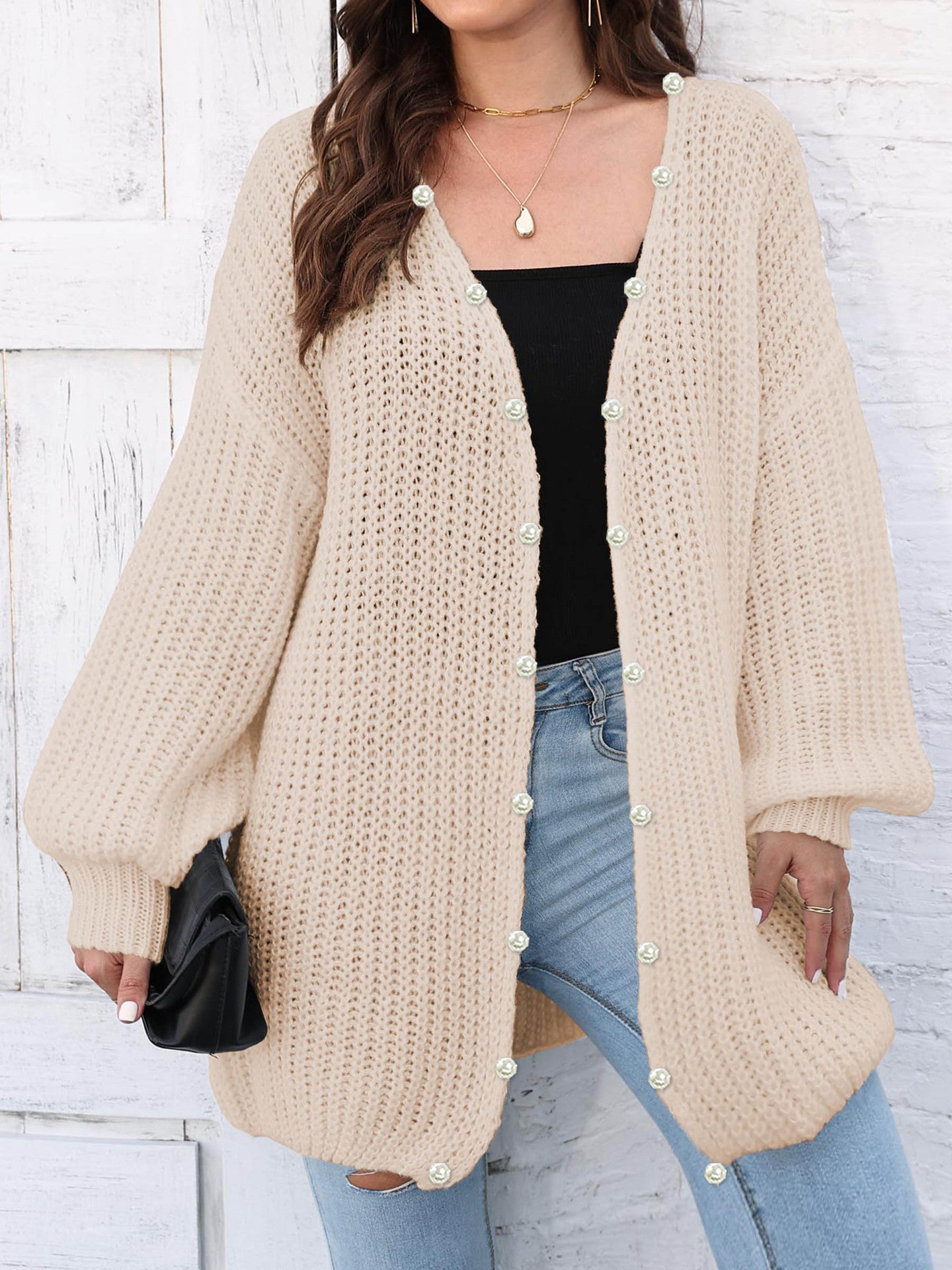 Open Front Long Sleeve Cardigan Tan One Size af3d18c5-14d8-4163-a6aa-e024fe75583f-Max Glownestbest
