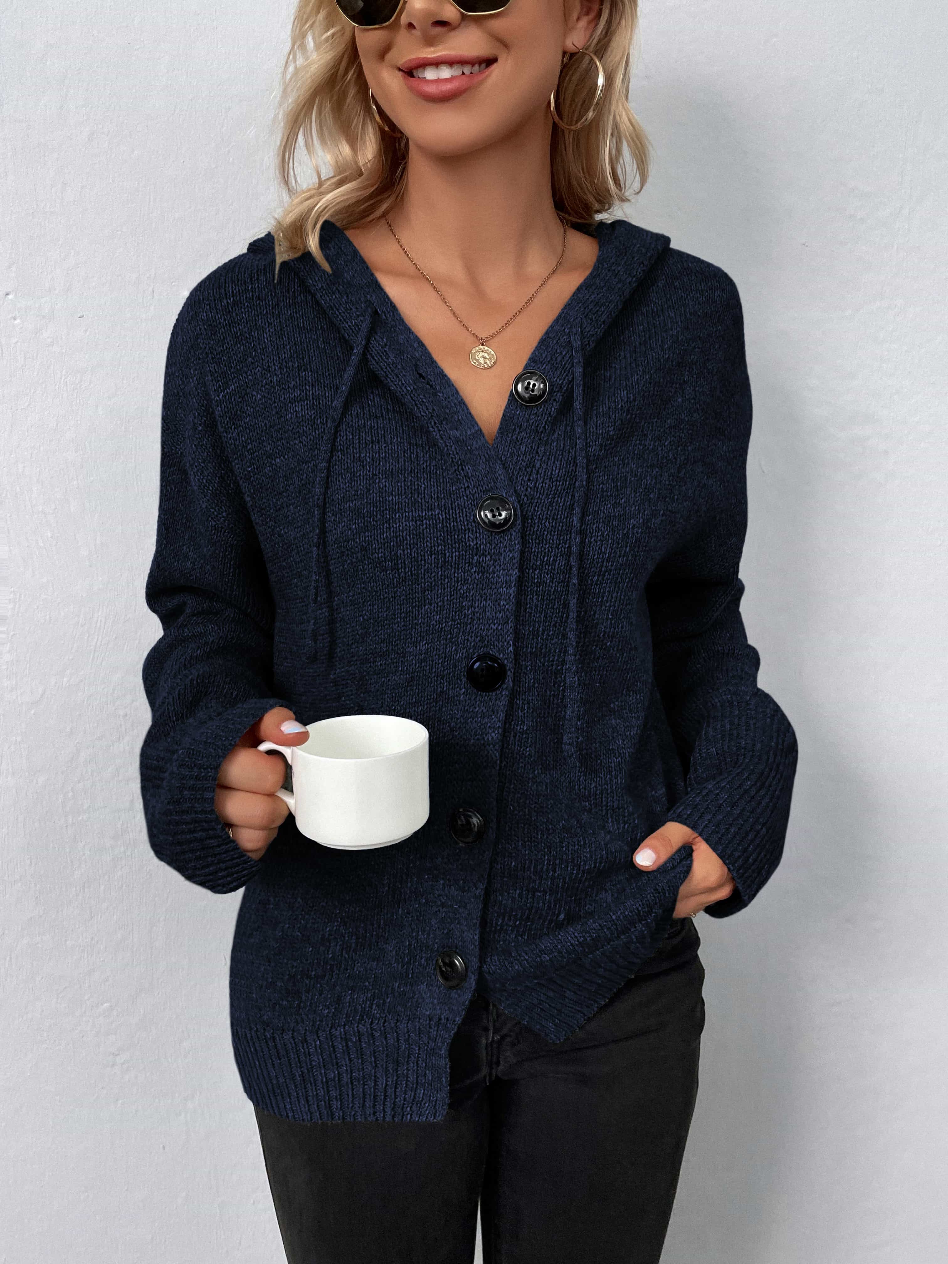 Glownestbest® | Button-Down Long Sleeve Hooded Sweater Dark Blue af887f47f421476d93f0aceb39bb66fc-Max Glownestbest