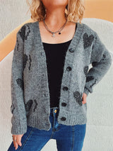 Heart Button Up Long Sleeve Cardigan Dark Gray One Size afb420d1-14d0-49b8-ba67-79b2fc569b0d-Max Glownestbest