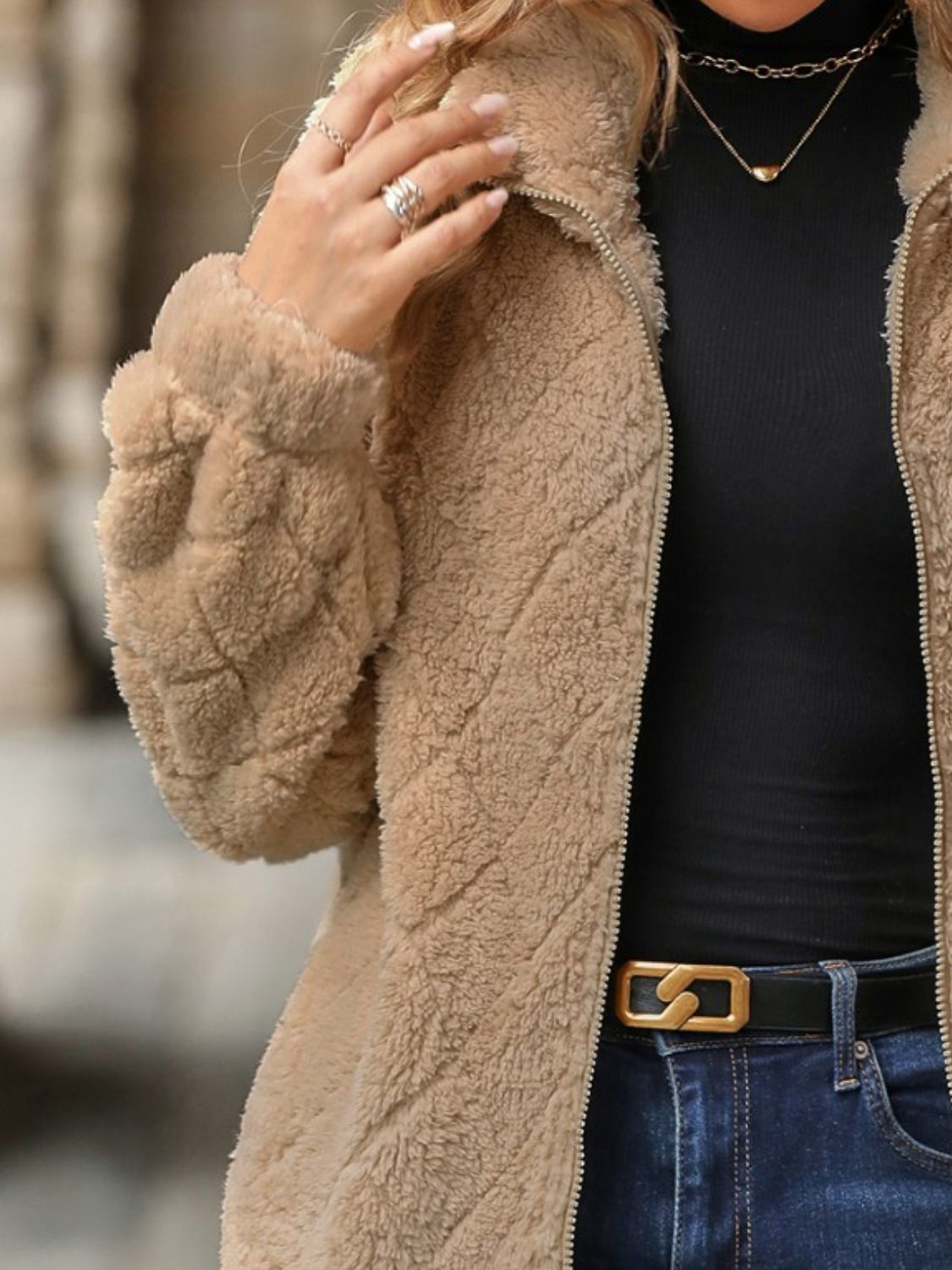 Glownestbest ® | Fuzzy Pocketed Zip Up Jacket afdb26ca-264c-4fcb-bae2-9bacfc8c97a7-Max Glownestbest