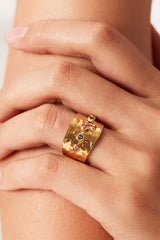 18K Gold-Plated Zircon Ring Gold One Size b04d9ff5853a49ee953a845b764d52e4-Max Trendsi
