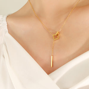 Fashion Simple Geometric Square Long Tassel Necklace b0628783-7ce5-4973-afd2-5fe2aa71e79a Artshiney