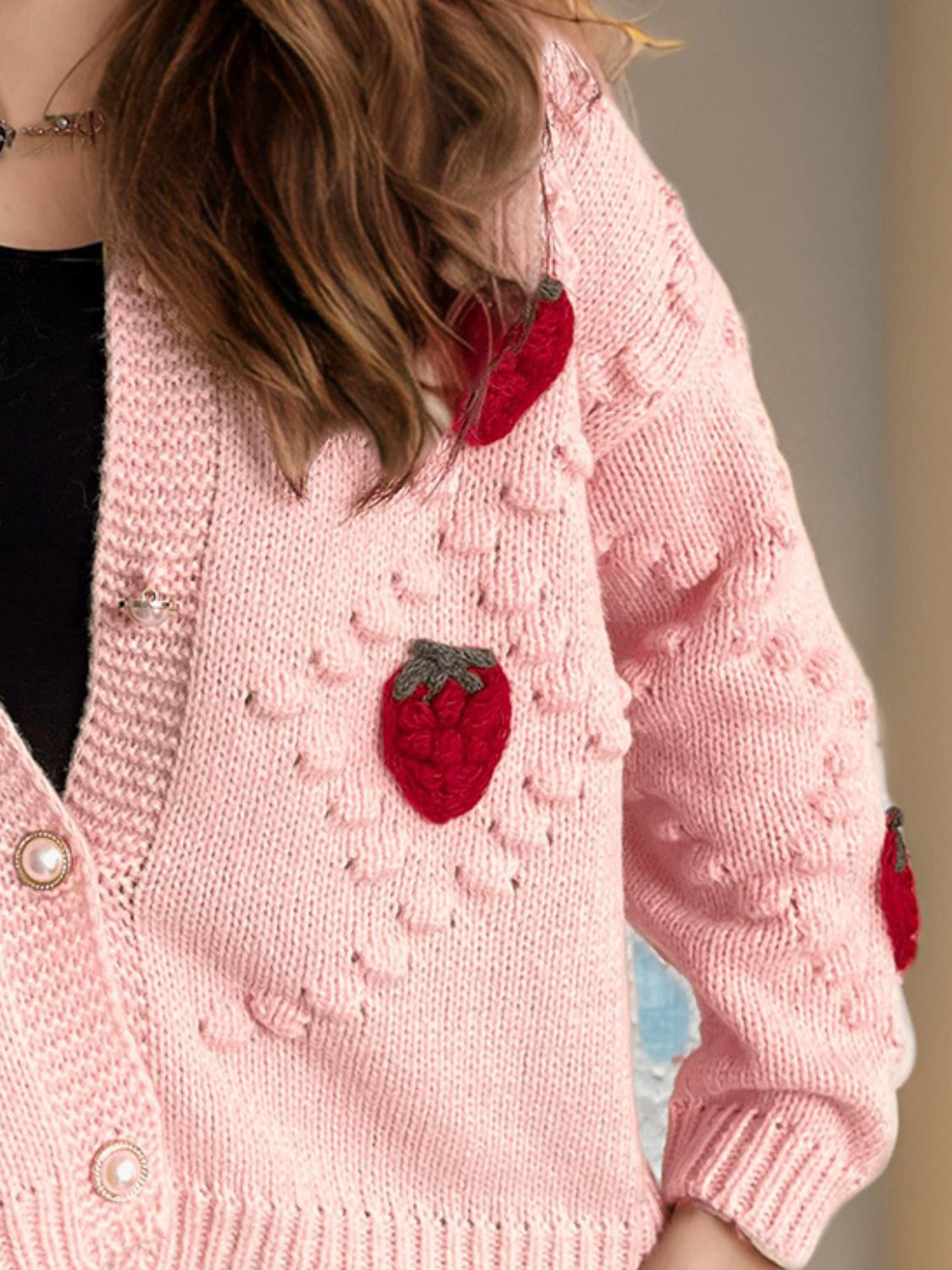 Strawberry Button Down Long Sleeve Cardigan b09d4ca9-deca-4bb2-b6d0-761d75c88c35-Max Glownestbest