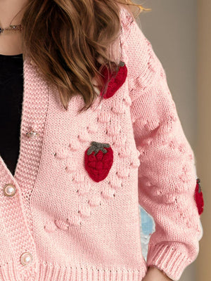 Strawberry Button Down Long Sleeve Cardigan b09d4ca9-deca-4bb2-b6d0-761d75c88c35-Max Glownestbest