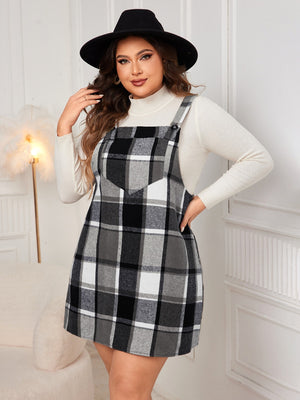 Honey Plus Size Plaid Wide Strap Overall Dress b108b75d-bdae-477a-a857-8ce2ffebbf3d-Max Glownestbest