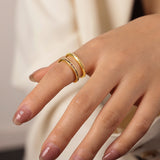 Gold-Plated Czech Diamond Double-Layered Ring Multicolor 7 b16b5e12-4cd4-4cdc-9459-3245f426cb6c-Max Trendsi