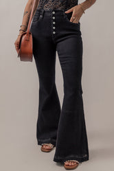 Button-Fly Flare Jeans with Pockets Dark b1a7cb90-d73f-43c8-ae65-37b65ccdc1cb-Max Trendsi