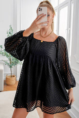 Textured Square Neck Mini Dress Black b233ca78b62b41d18de7fa1da3a19c5b-Max Glownestbest
