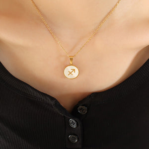 Exquisite Zodiac White Seashell Design Pendant Necklace Sagittarius b23c877c-1c45-457d-9805-d72ff2a10814 Artshiney