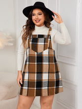 Honey Plus Size Plaid Wide Strap Overall Dress Caramel b28e23e8-ff87-4b85-82e8-ec1f47f41705-Max Glownestbest