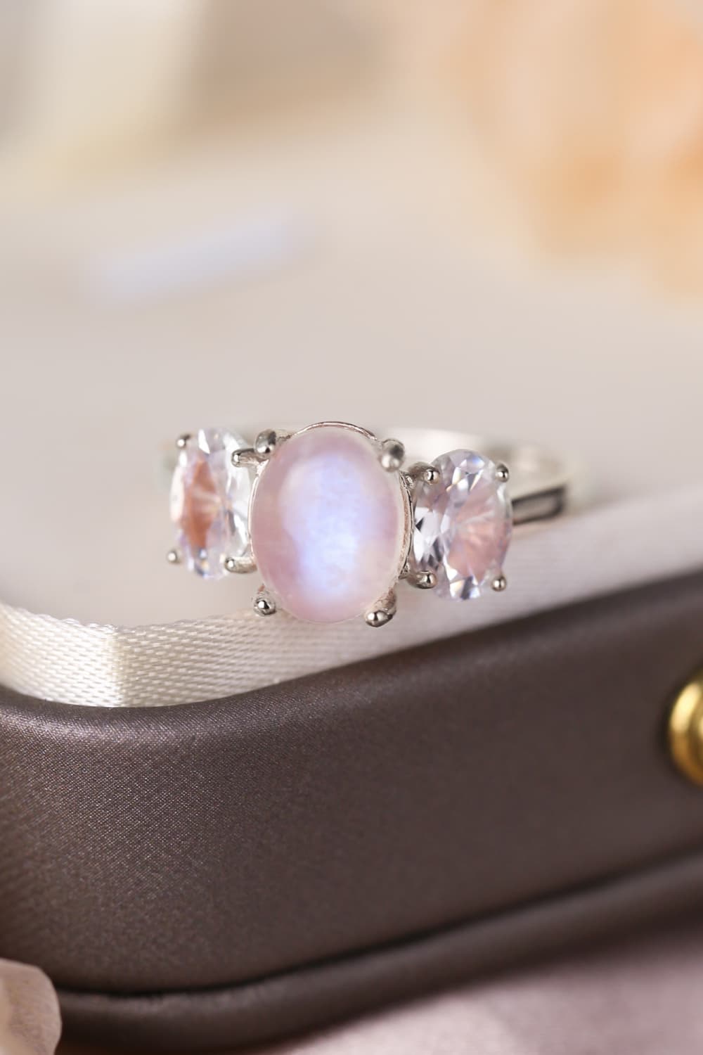 High Quality Natural Moonstone 925 Sterling Silver Three Stone Ring b29423c6cbf94eacac60a25436b72438-Max Trendsi