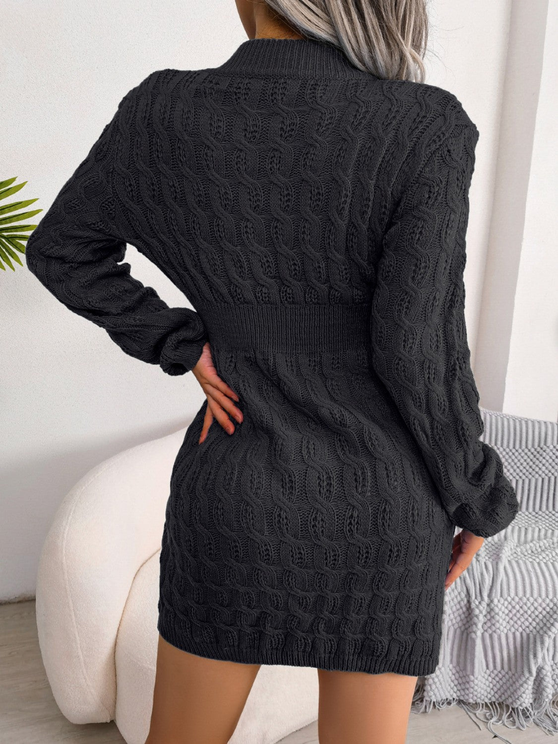 Cable-Knit Round Neck Mini Wrap Sweater Dress b2cb56c4-cc13-451f-8a78-3c01e7f36644-Max Glownestbest