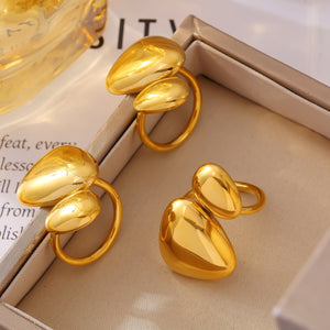 18K Gold-Plated Irregular Bypass Ring b347979c-e460-4bd2-be49-dfaeeece9339-Max Trendsi