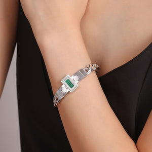 18K gold exquisite light luxury geometric inlaid zircon and gemstone design versatile bracelet necklace set b383b146-3886-4aca-a565-7015c354767a Glownestbest