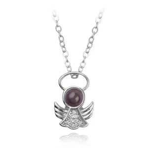 Noble and exquisite angel diamond projection necklace Silver b3d78068-d639-4770-a54c-01337a74c75e Artshiney
