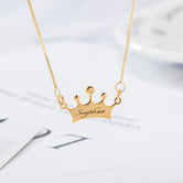 Noble Crown Lettering Custom Name Necklace Gold b3d84b59-808d-4949-b6d6-ba985bae334b Artshiney
