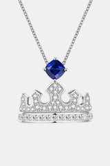 Zircon Lab-Grown Sapphire Crown Shape Pendant Necklace Royal Blue One Size b417e3e56f834d68a0ef46f16daa3e55-Max Trendsi