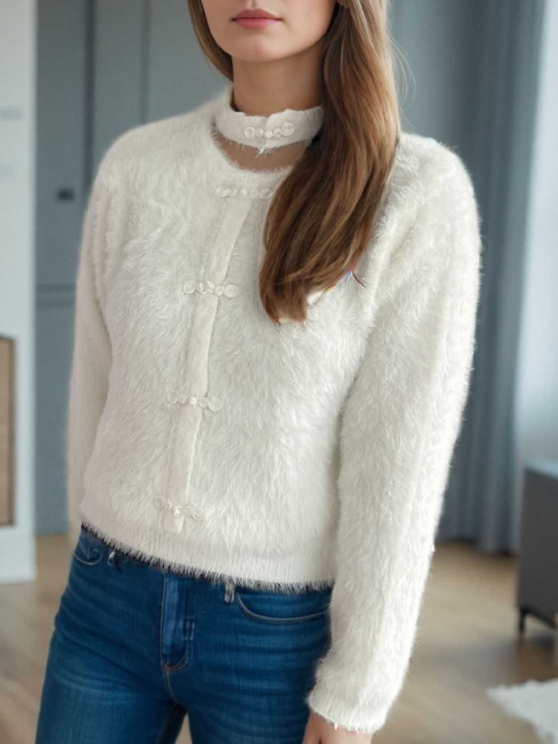 Cutout Knot Button Long Sleeve Cardigan b45f2b86-22ea-4446-a646-5bbef90673bd-Max Glownestbest