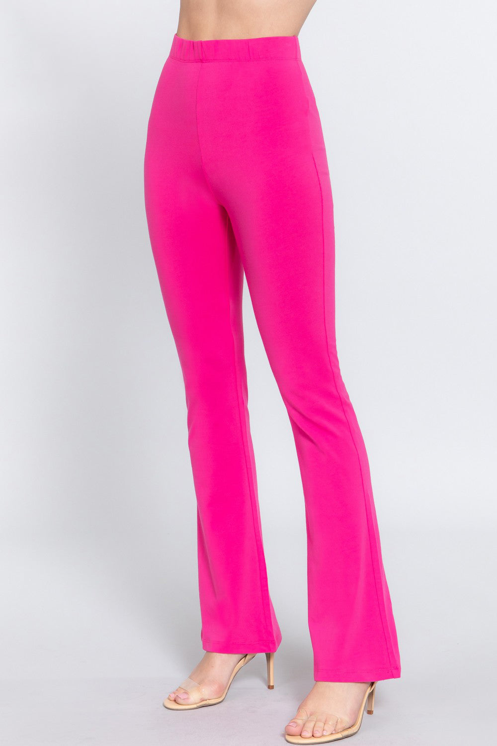 ACTIVE BASIC Waist Elastic Slim Flare Yoga Pants b46d182d-0124-4918-b9cf-b28d3a153c3a-Max Trendsi