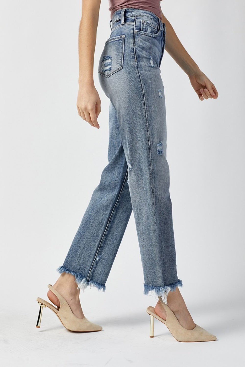 RISEN High Waist Raw Hem Straight Jeans b46f1a54-0b2b-429d-b62b-de0932a2a5b7-Max Trendsi