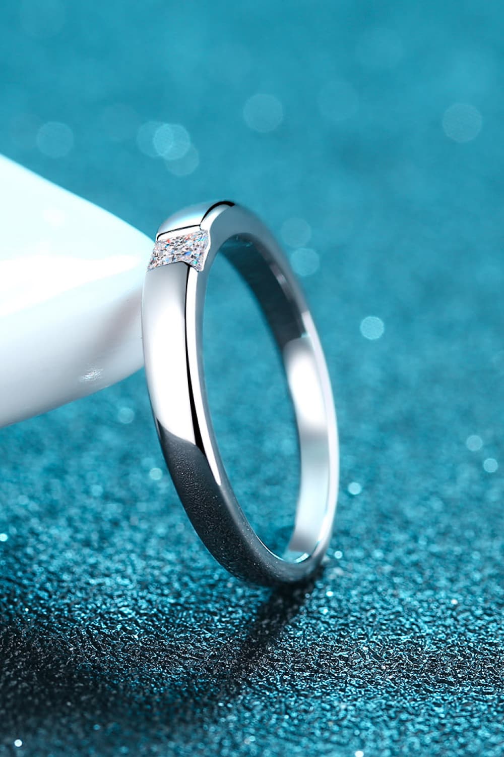 Inlaid Moissanite Rhodium-Plated Ring b48a447994bb4badac7c795b40500ec1-Max Trendsi