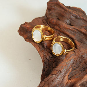 Titanium Steel White Sea Shell Ring b4b03f90-cb11-4e86-89fb-e049487adbc2-Max Trendsi