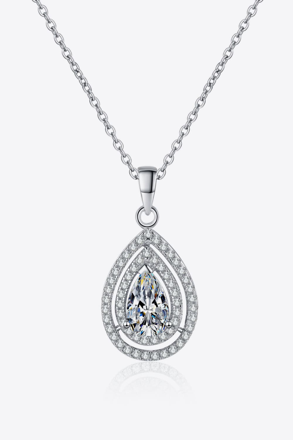 1 Carat Moissanite Teardrop Pendant Necklace Silver One Size b4b689556968414bbe1e05a88ffa1f35-Max Trendsi